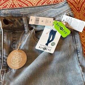 Dip Eco-Friendly Mid Rise Skinny Distressed Jeans - Blue sz 12 NWT